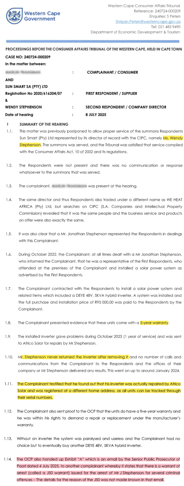 Wendy Stephenson - Consumer Court - 2025-07-15